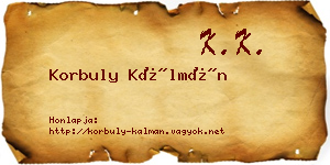Korbuly Kálmán névjegykártya
